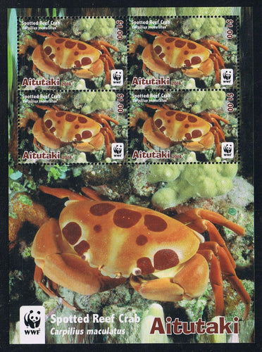 Aitutaki (2014) #623-26 WWF Spotted Reef Crab Sheet Set