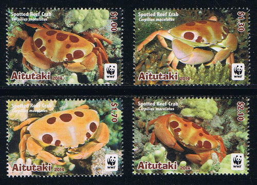 Aitutaki (2014) #623-26 WWF Spotted Reef Crab Stamp Set