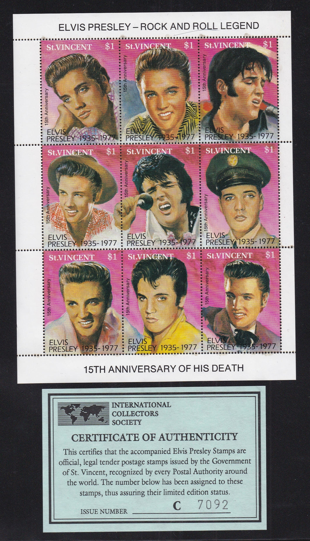 St. Vincent # 1642 (1992) Elvis - M/S, MNH