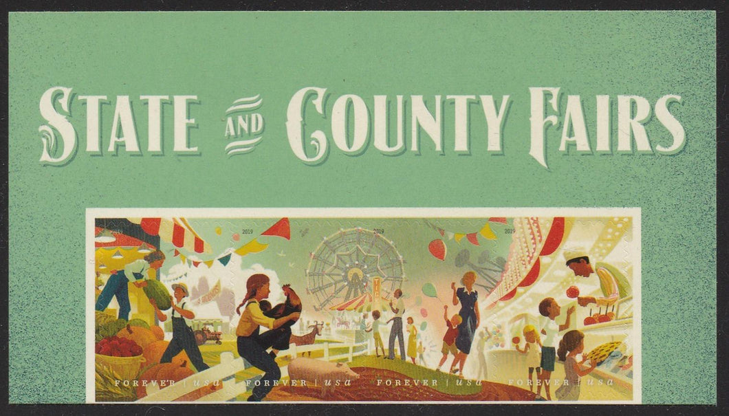 # 5401-04 (2019) State & County Fairs - Strip/4, Top Mgn Label, MNH