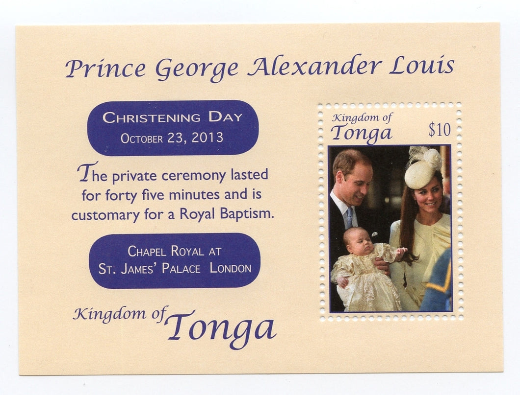 Tonga # 1244 (2014) Christening of Prince George Souvenir Sheet