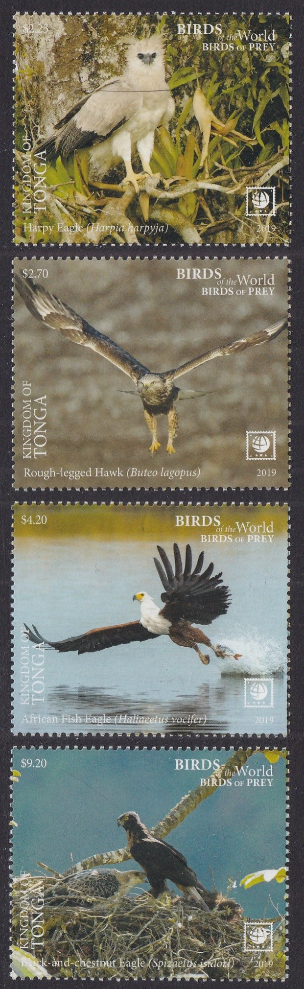 Niuafo'ou (2019) Birds of Prey, Large Stamp - Sgls, Set/4
