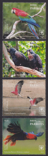 Tonga (2020) Birds of the World, Parrots, Large Stamp - Sgls, Set/4