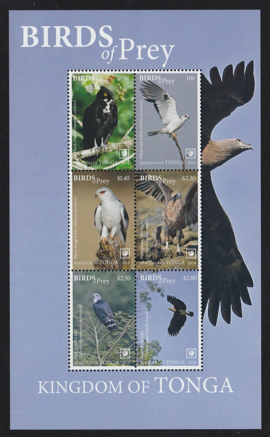 # 1351a, 1357a Tonga (2018) Birds of Prey S/S Set