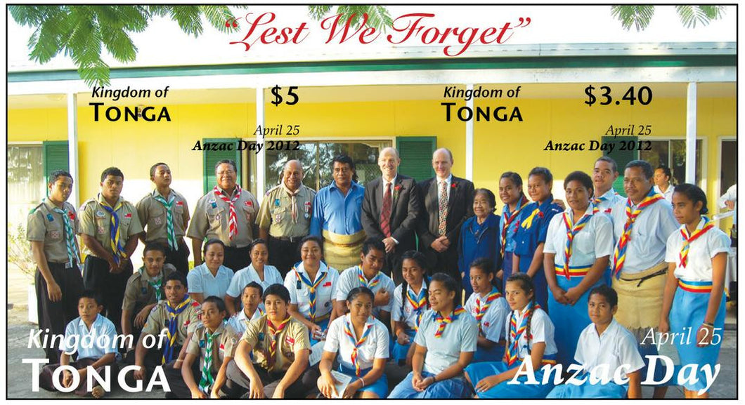 Tonga # 1184 (2012) Anzac Day, Scouting - IMPERFORATE Souvenir Sheet
