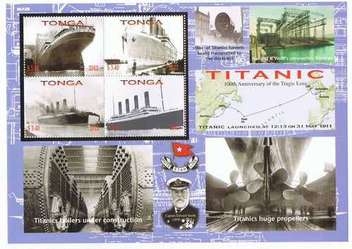 Tonga # 1178 (2012) 100th Anniversary of the Cruise Ship Titanic Large Souvenir Sheet