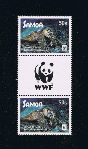 2016 Samoa WWF Hawksbill Turtle Gutter Pairs with WWF Logo