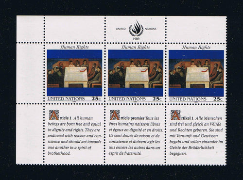 Human Rights – 1989 Strips of 3 Set w/tabs