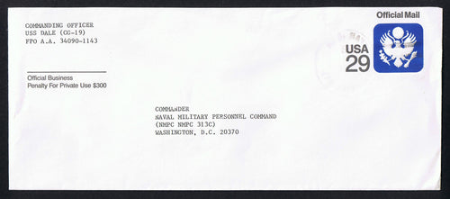 # UO84 (1991) Official Mail Stationery - USED, USS Dale