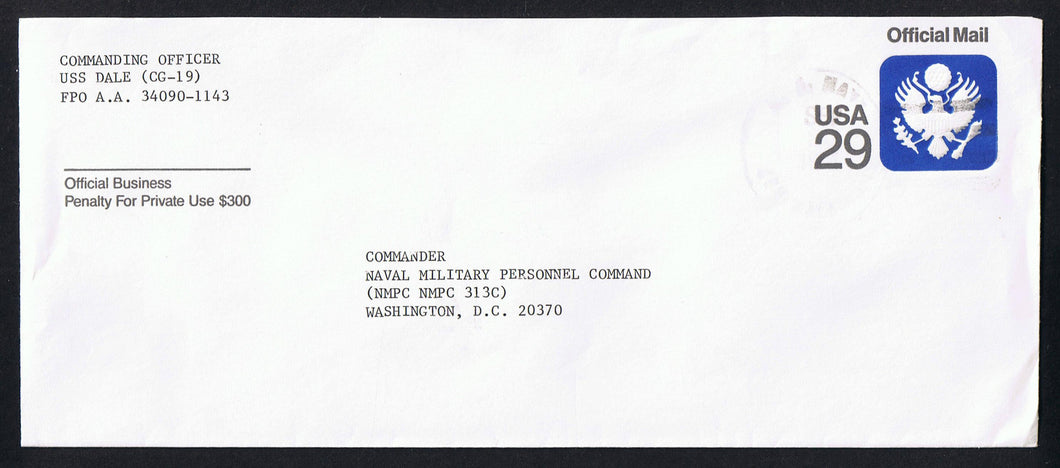 # UO84 (1991) Official Mail Stationery - USED, USS Dale