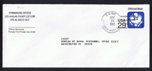 # UO84 (1991) Official Mail Stationery -USED, USS Harlan County