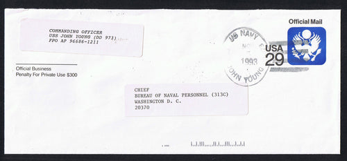 # UO84 (1991) Official Mail Stationery - USED, USS John Young