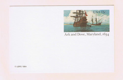 # UX101 Ark & Dove Sailing Ships Postal Card