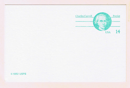 # UX106 Charles Carroll Postal Card - Denominated