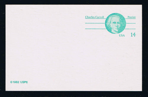 # UX106 Charles Carroll Postal Card - Denominated - Hi-Brite