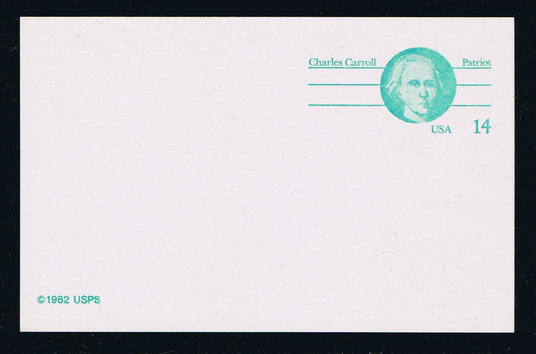 # UX106 Charles Carroll Postal Card - Denominated - Hi-Brite