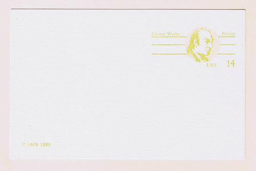 # UX108 George Wythe Postal Card