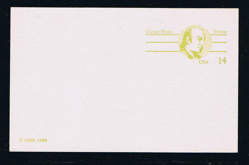 # UX108 George Wythe Postal Card - Hi-Brite