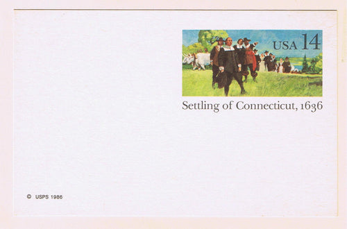 # UX109 Settling of Connecticut Postal Card