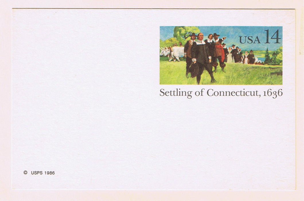 # UX109 Settling of Connecticut Postal Card