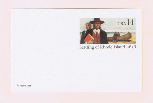 # UX112 Settling of Rhode Island Postal Card