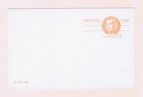 # UX93 Robert Morris Postal Card - Demoninated