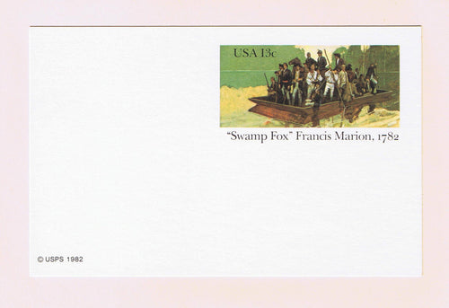 # UX94 Swamp Fox & Float Boat - Postal Card