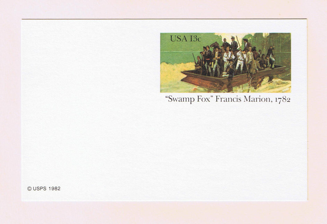 # UX94 Swamp Fox & Float Boat - Postal Card