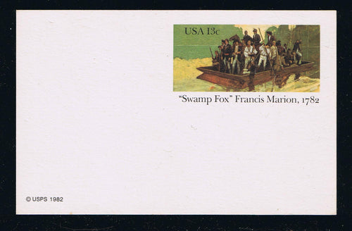 # UX94 Swamp Fox & Float Boat Postal Card - Hi-Brite