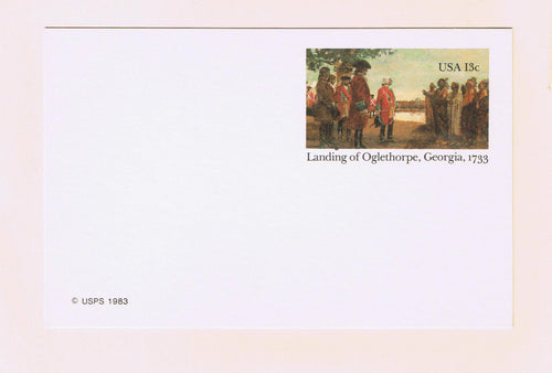# UX98 Landing of Oglethorpe Postal Card